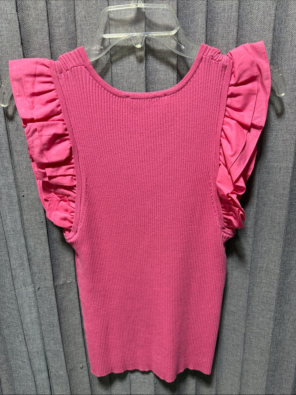 MELISSA NEPTON Pink Ruffle-Sleeve Ribbed Top - Picture 4 of 5